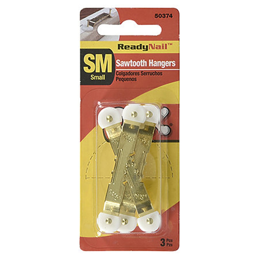 Hooks/Wall Adhesive, Art & School, Ook, ReadyNail, Saw Tooth Hanger, 3 pack, Small, 660828